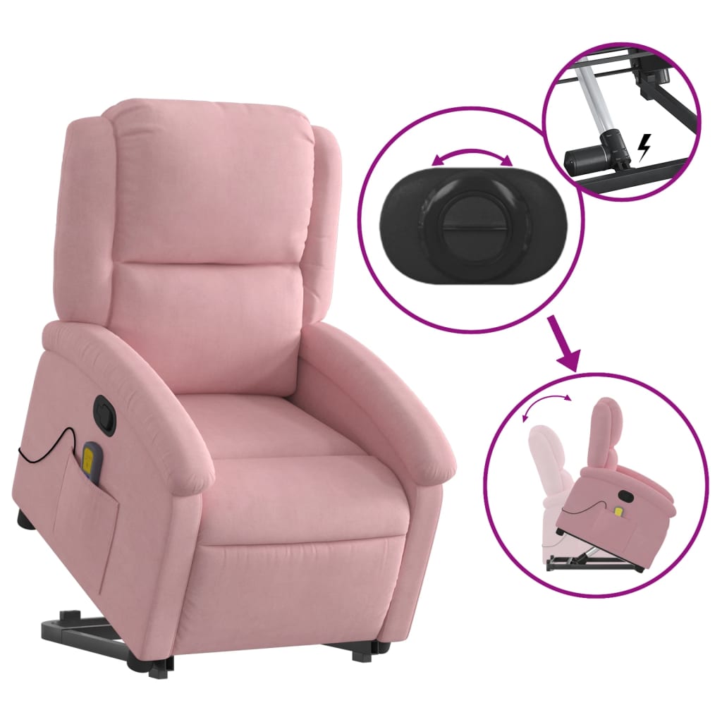 Sta-op-massagestoel verstelbaar fluweel roze