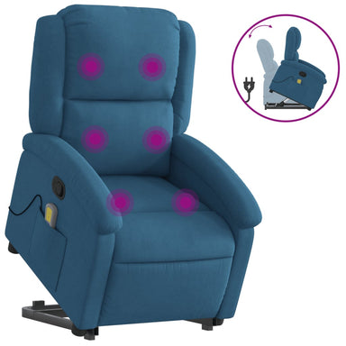 Sta-op-massagestoel verstelbaar fluweel blauw