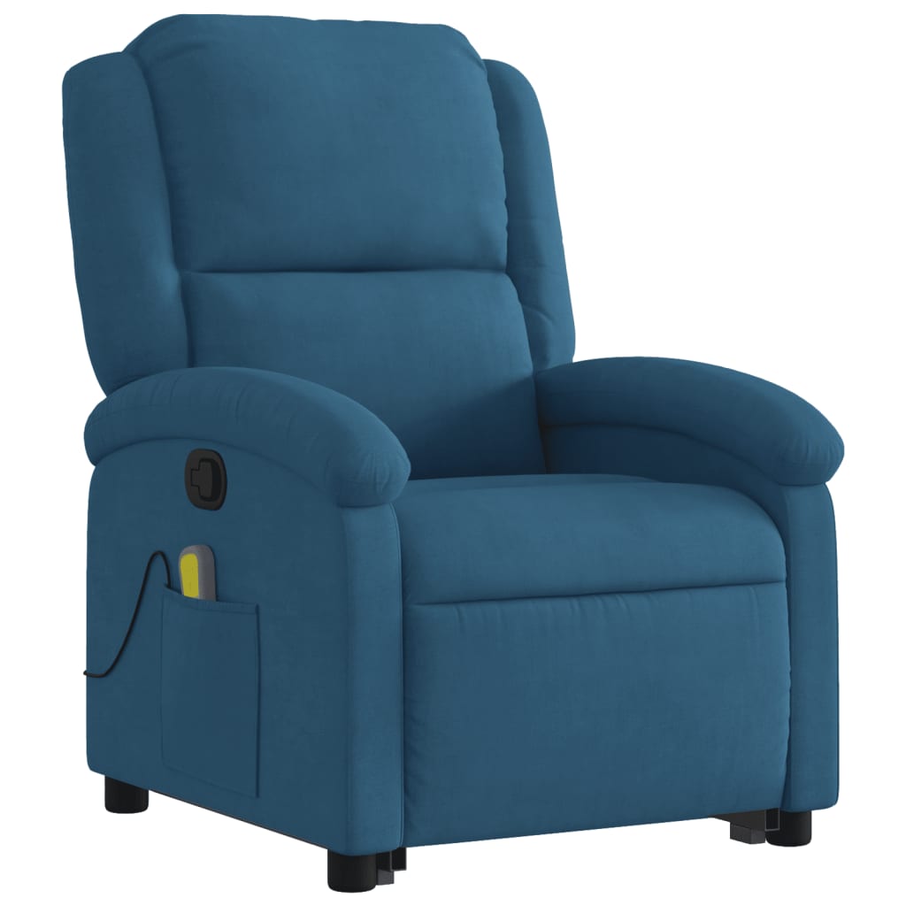 Sta-op-massagestoel verstelbaar fluweel blauw