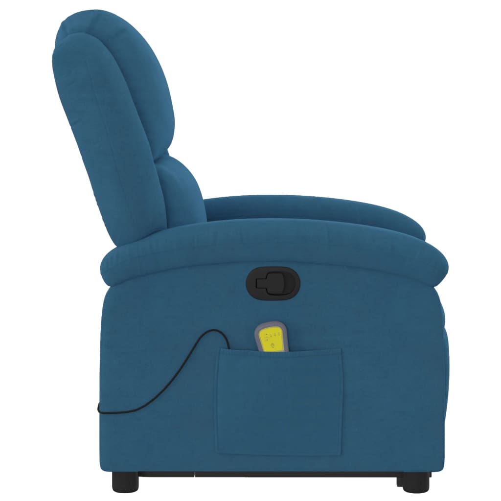 Sta-op-massagestoel verstelbaar fluweel blauw