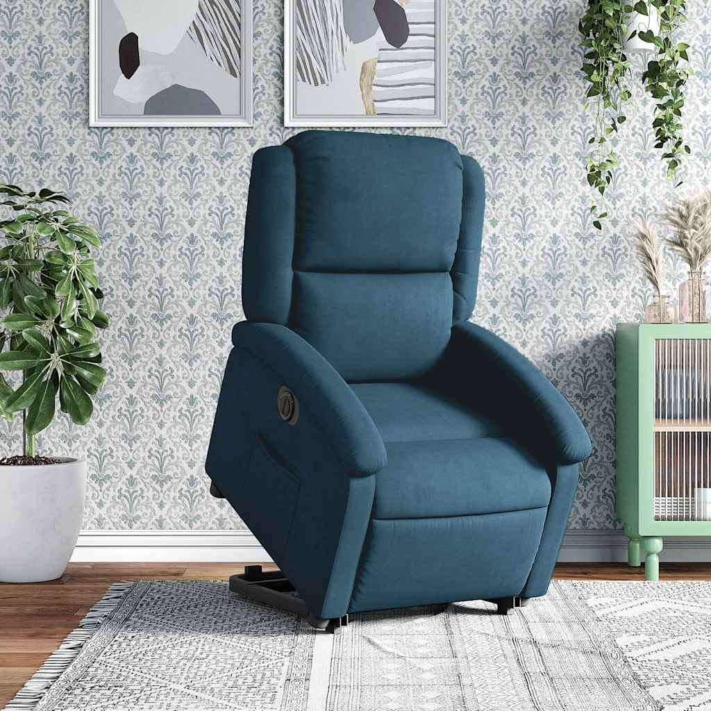Sta-op-stoel elektrisch verstelbaar fluweel blauw