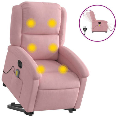 Sta-op-massagestoel elektrisch verstelbaar fluweel roze