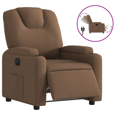 Fauteuil verstelbaar elektrisch stof bruin