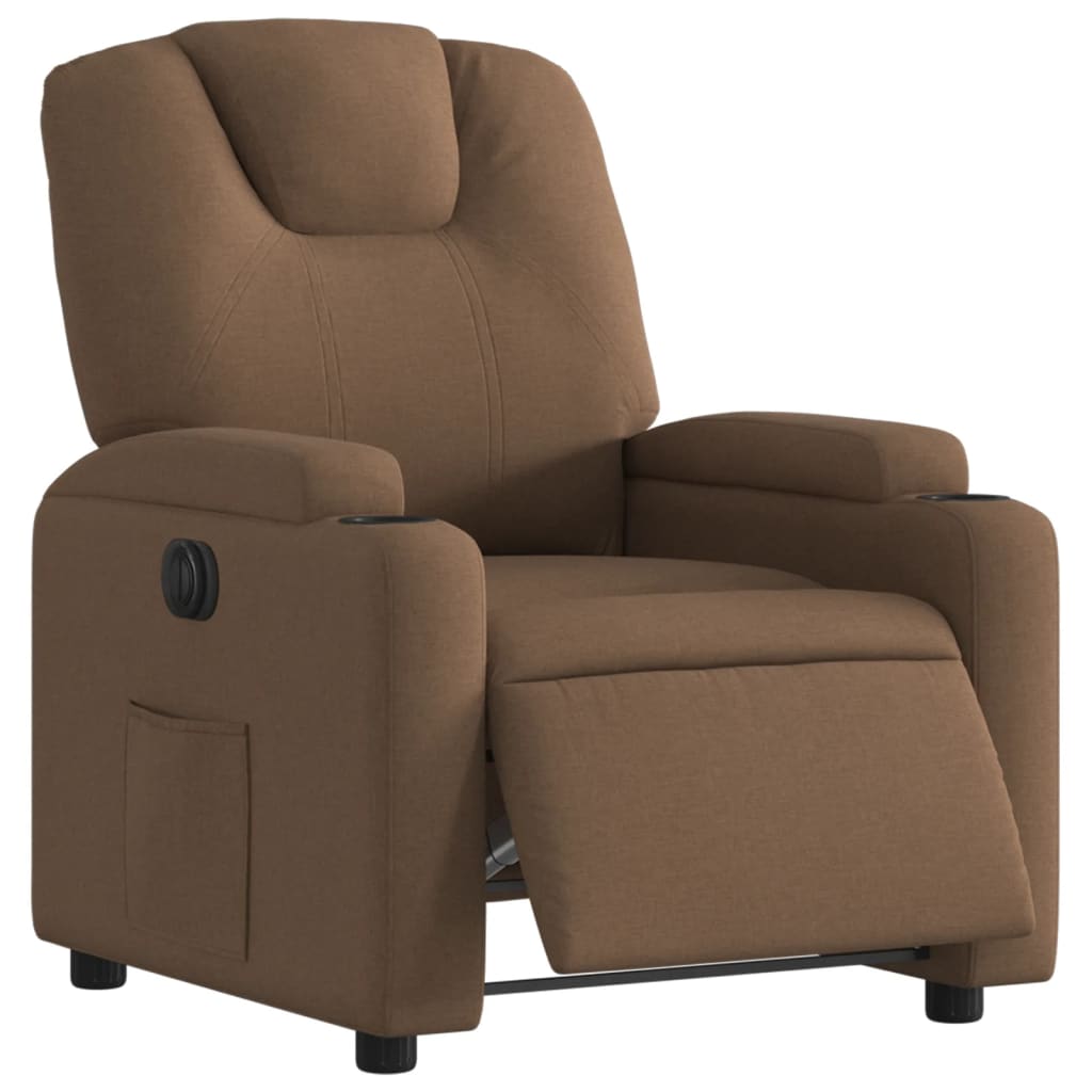 Fauteuil verstelbaar elektrisch stof bruin