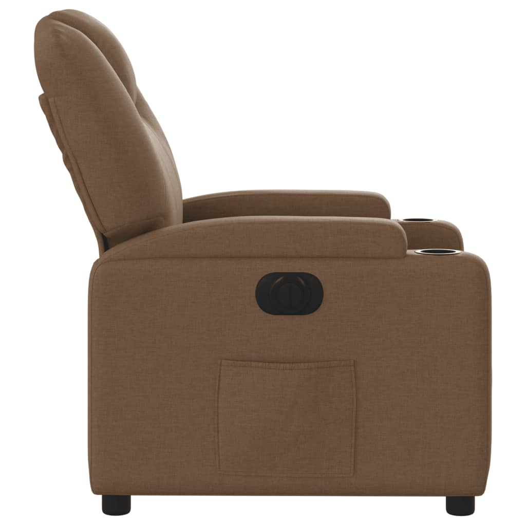 Fauteuil verstelbaar elektrisch stof bruin