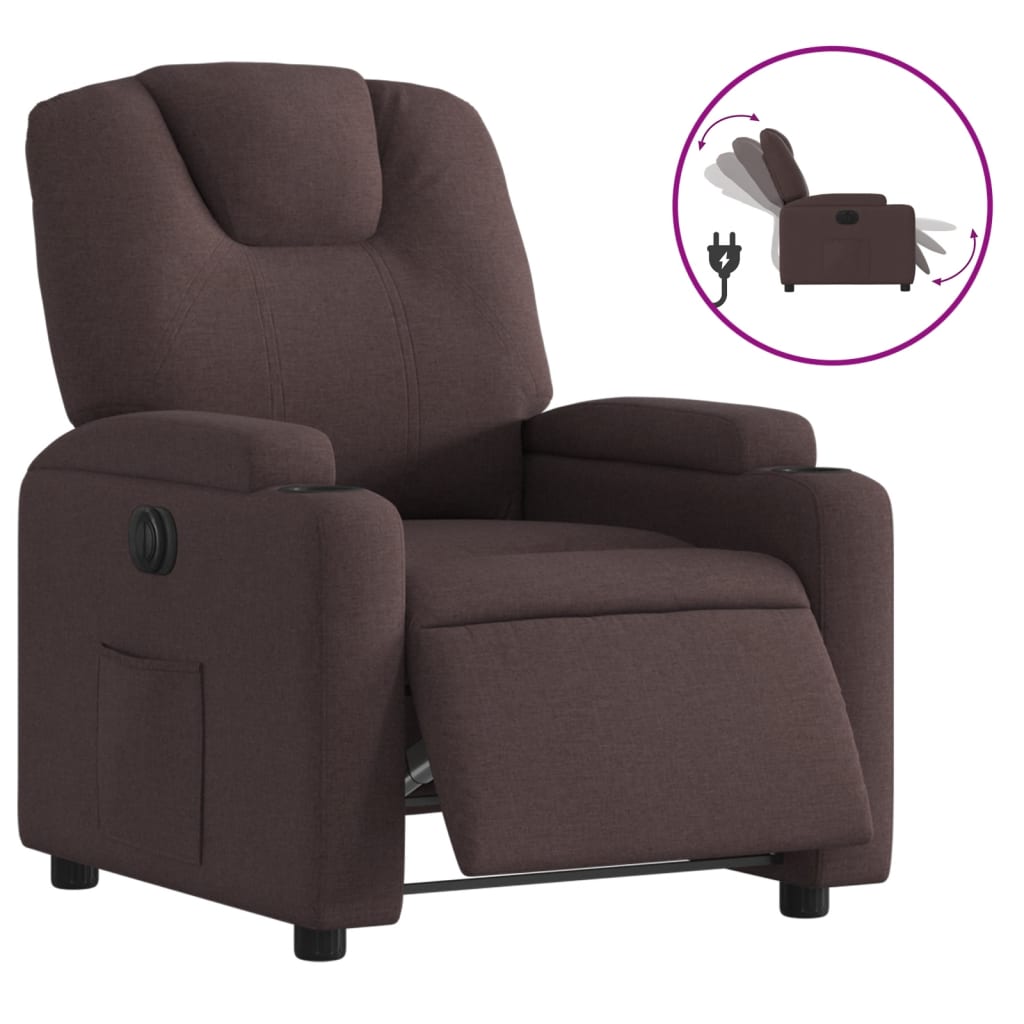 Fauteuil verstelbaar elektrisch stof donkerbruin