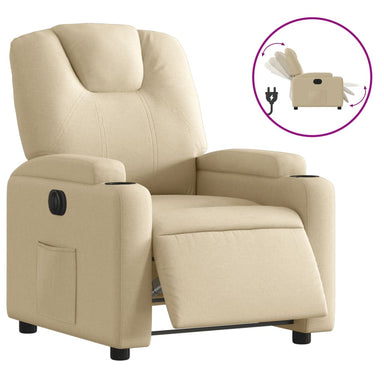 Fauteuil verstelbaar elektrisch stof crèmekleurig
