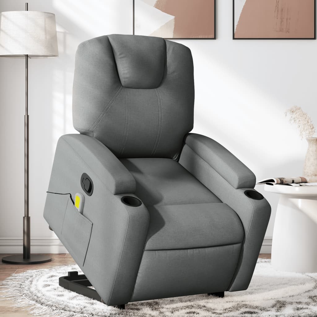 Sta-op-massagestoel verstelbaar stof donkergrijs