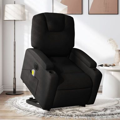 Sta-op-massagestoel elektrisch verstelbaar stof zwart