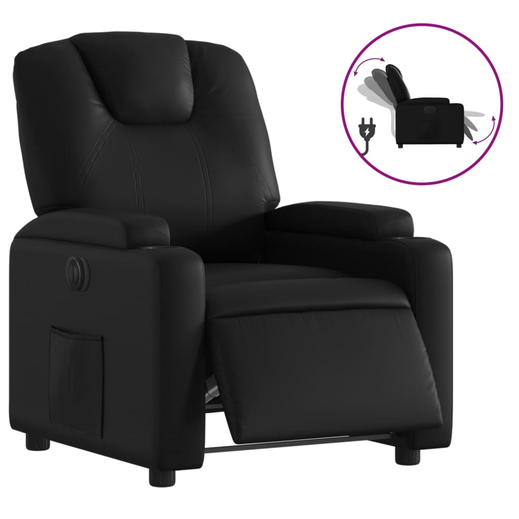 Fauteuil elektrisch verstelbaar kunstleer zwart