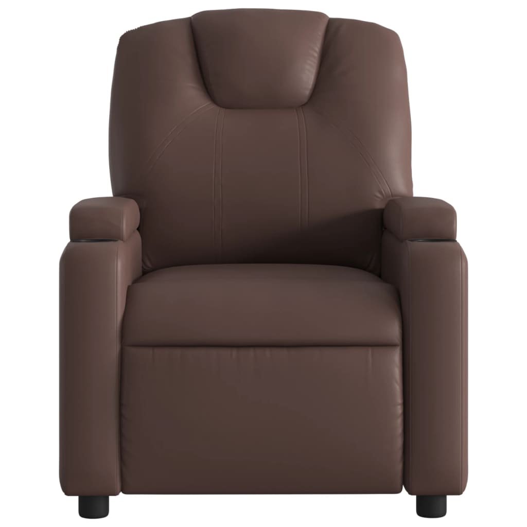 Fauteuil verstelbaar elektrisch kunstleer bruin