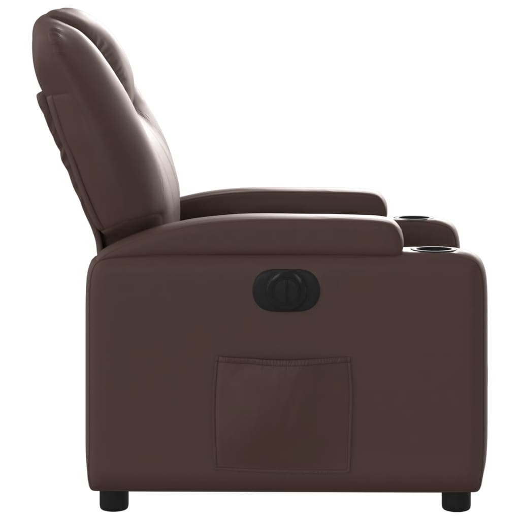 Fauteuil verstelbaar elektrisch kunstleer bruin