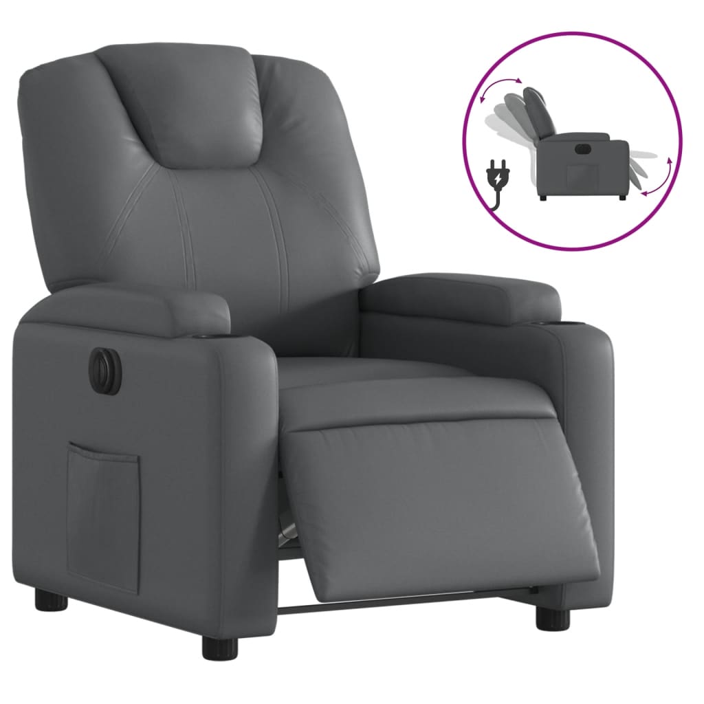 Fauteuil verstelbaar elektrisch kunstleer grijs
