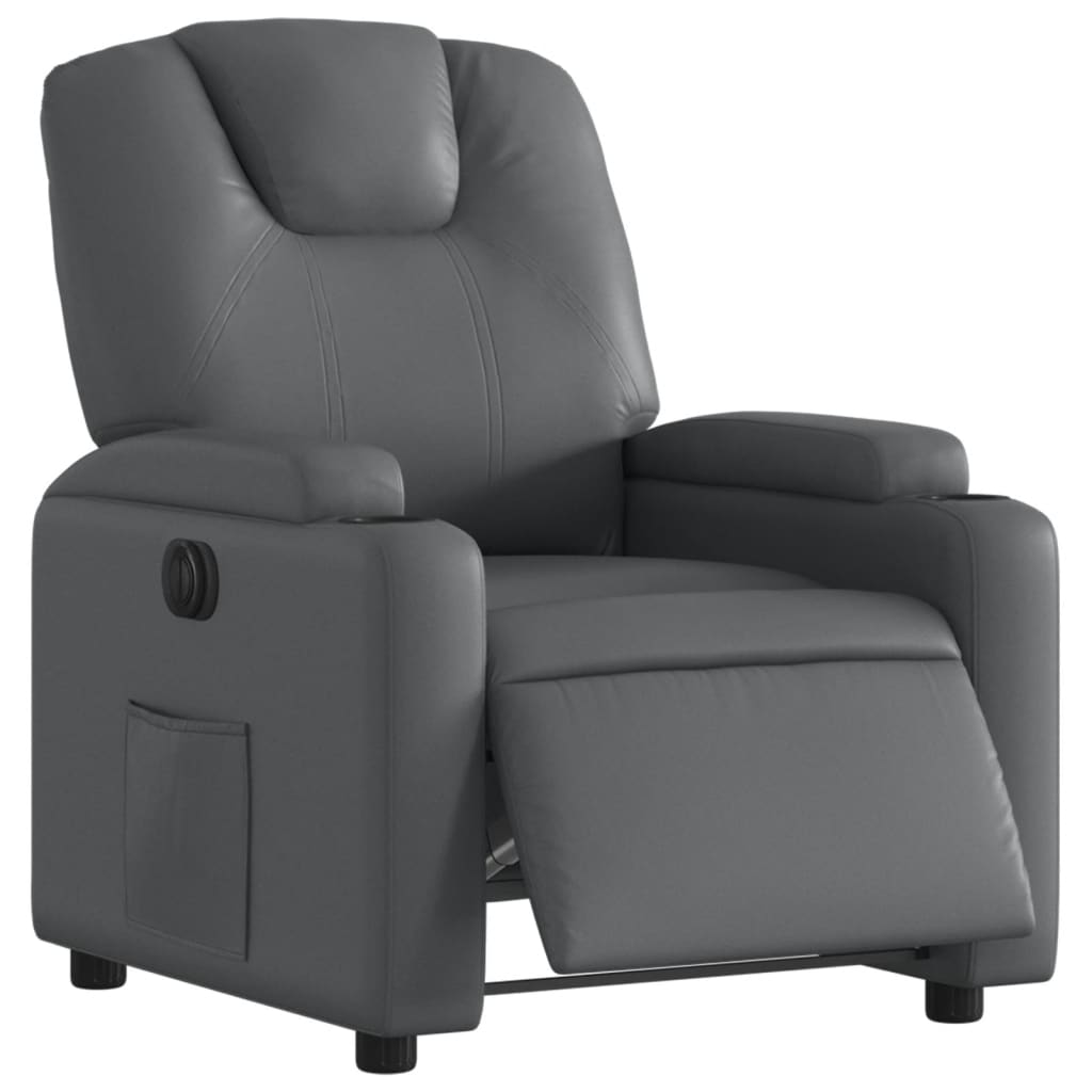 Fauteuil verstelbaar elektrisch kunstleer grijs