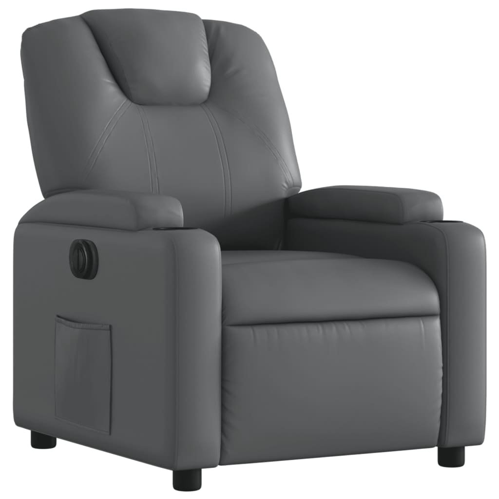 Fauteuil verstelbaar elektrisch kunstleer grijs