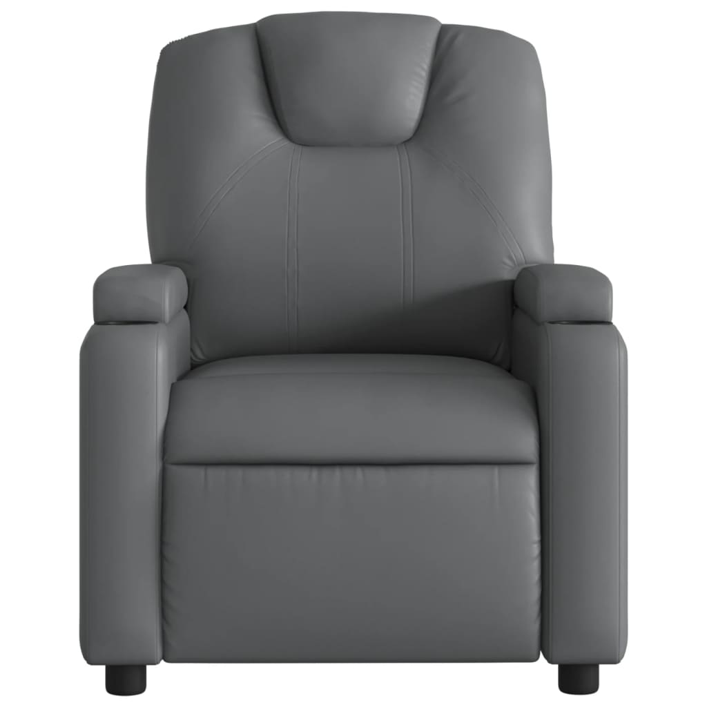 Fauteuil verstelbaar elektrisch kunstleer grijs