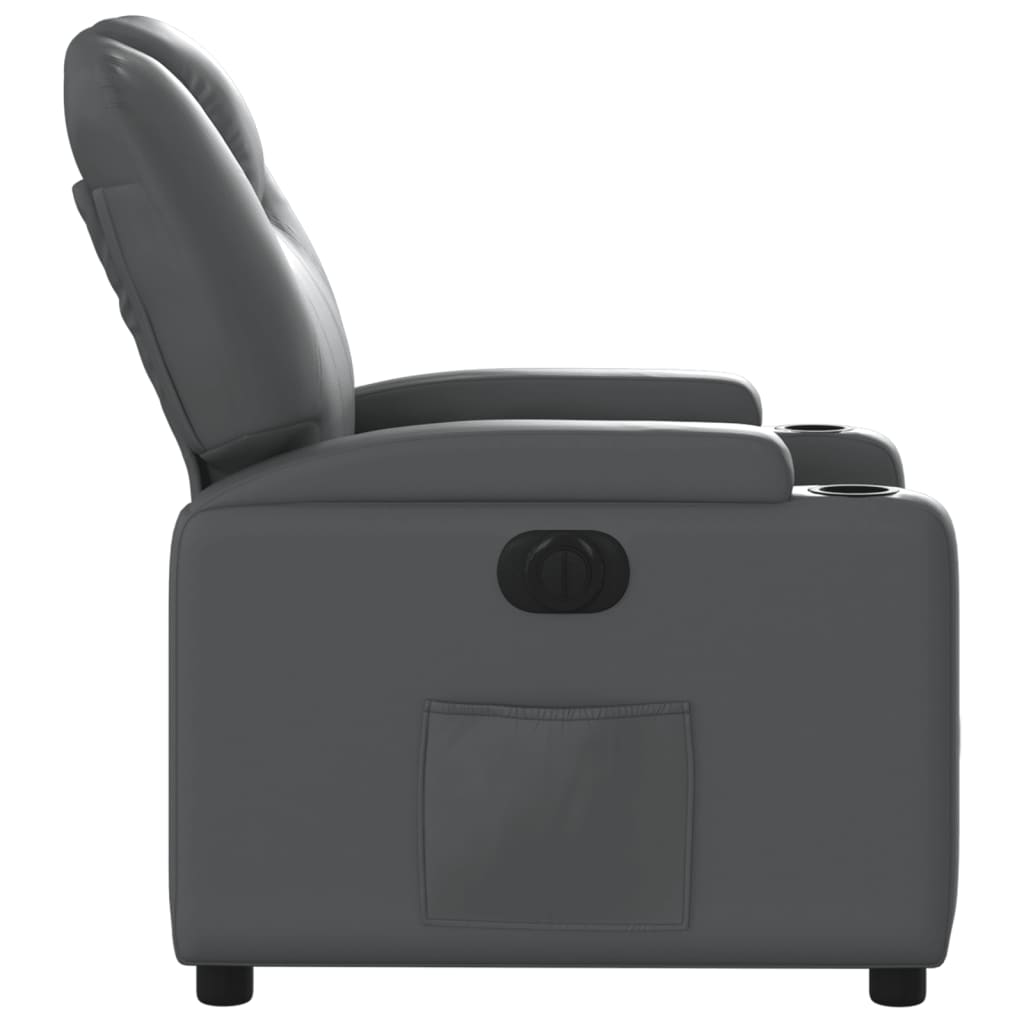 Fauteuil verstelbaar elektrisch kunstleer grijs