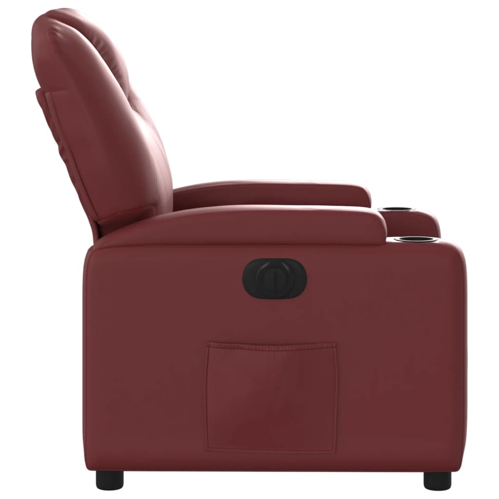 Fauteuil verstelbaar elektrisch kunstleer wijnrood