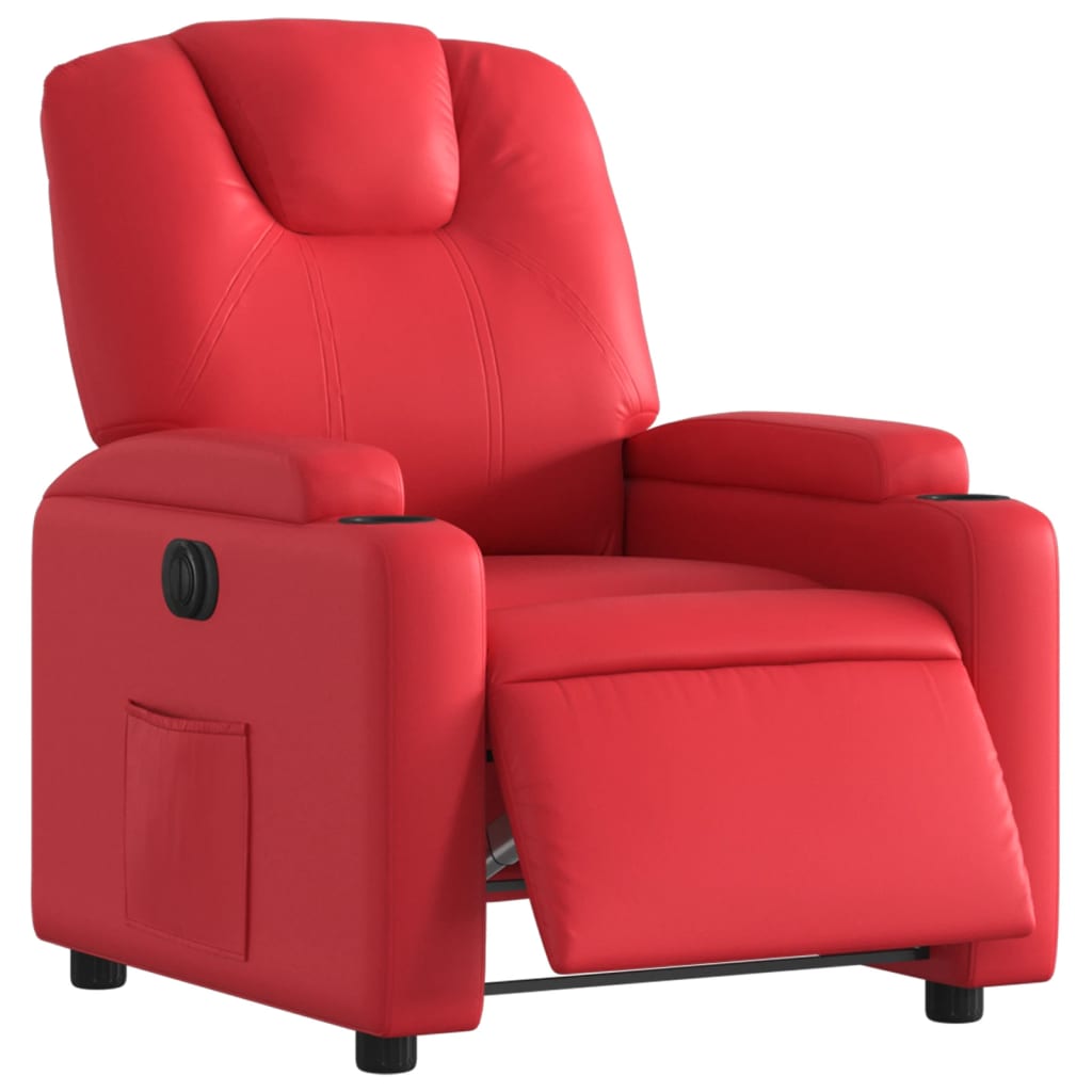 Fauteuil verstelbaar elektrisch kunstleer rood