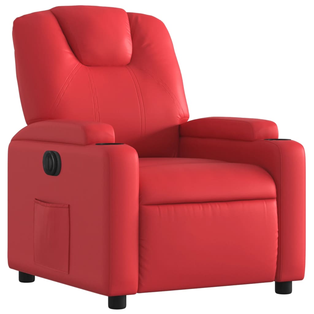 Fauteuil verstelbaar elektrisch kunstleer rood