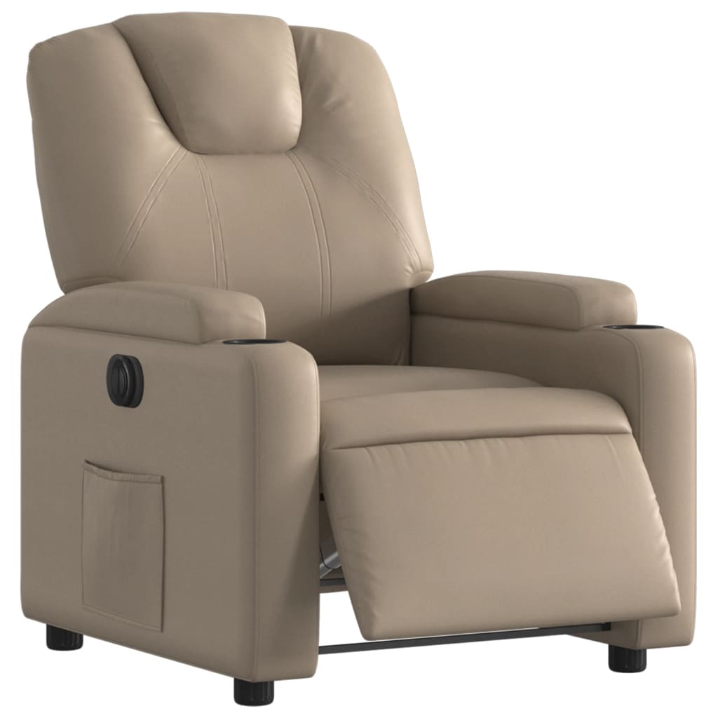 Fauteuil verstelbaar elektrisch kunstleer cappuccinokleurig