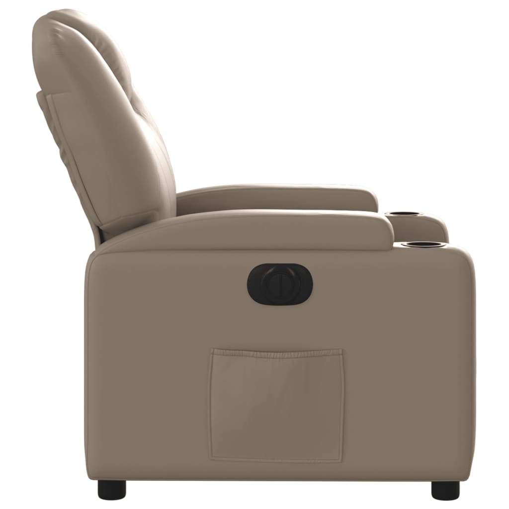Fauteuil verstelbaar elektrisch kunstleer cappuccinokleurig