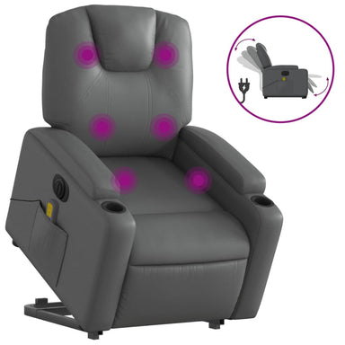 Sta-op-massagestoel elektrisch kunstleer grijs