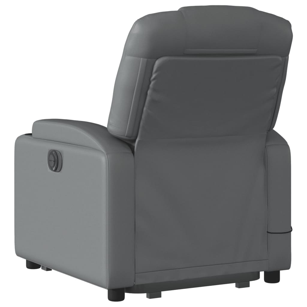 Sta-op-massagestoel elektrisch kunstleer grijs