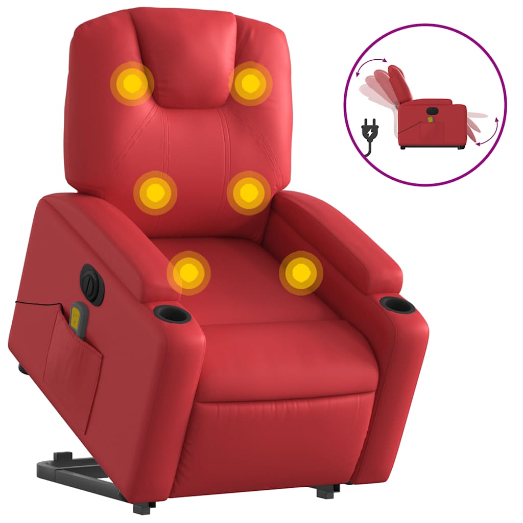 Sta-op-massagestoel elektrisch kunstleer rood