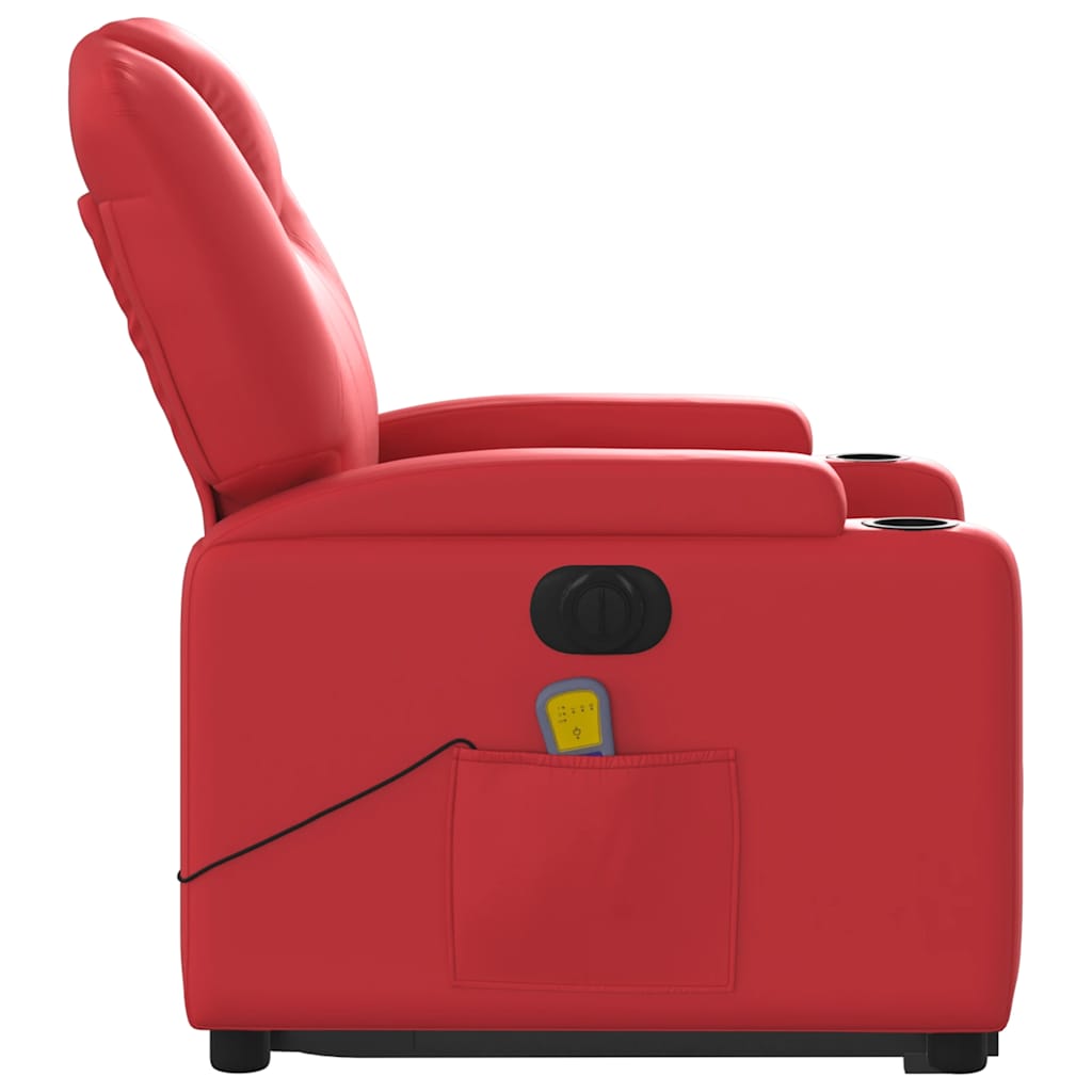 Sta-op-massagestoel elektrisch kunstleer rood