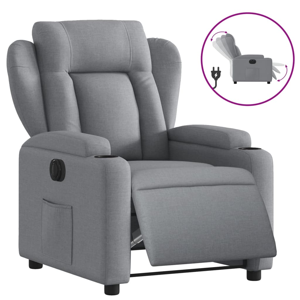 Fauteuil elektrisch verstelbaar stof lichtgrijs