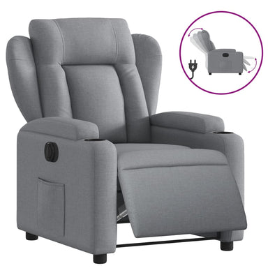 Fauteuil elektrisch verstelbaar stof lichtgrijs