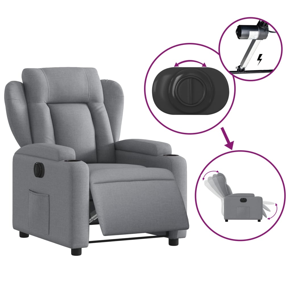 Fauteuil elektrisch verstelbaar stof lichtgrijs