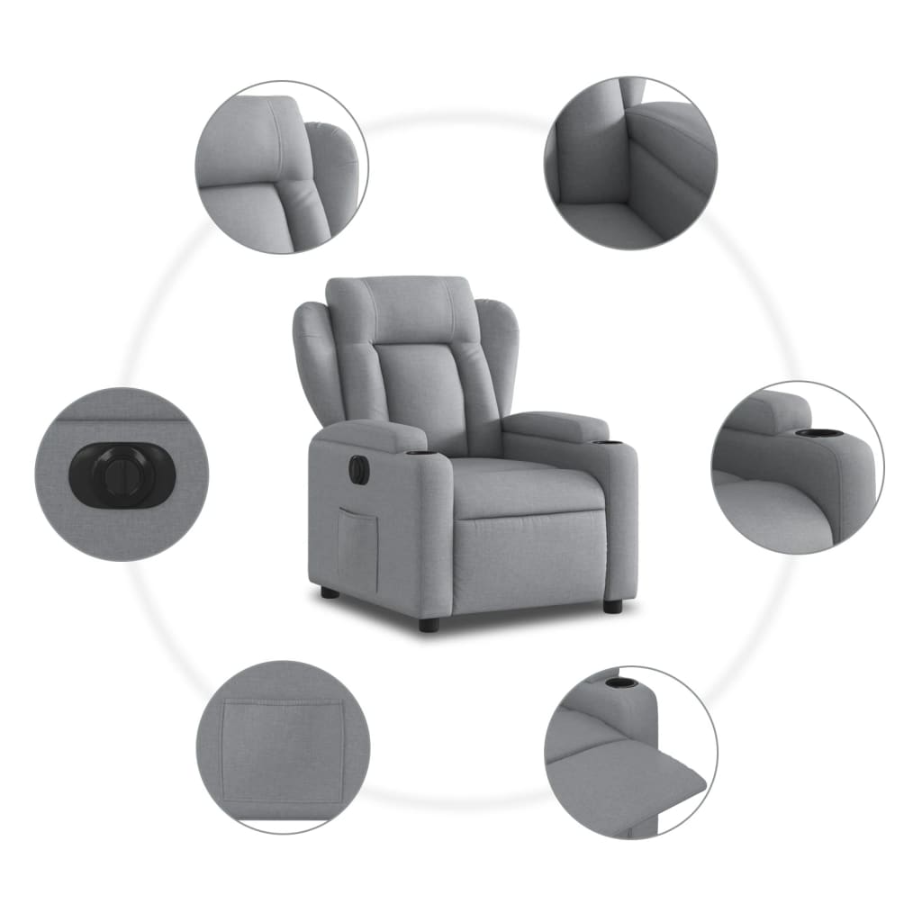 Fauteuil elektrisch verstelbaar stof lichtgrijs