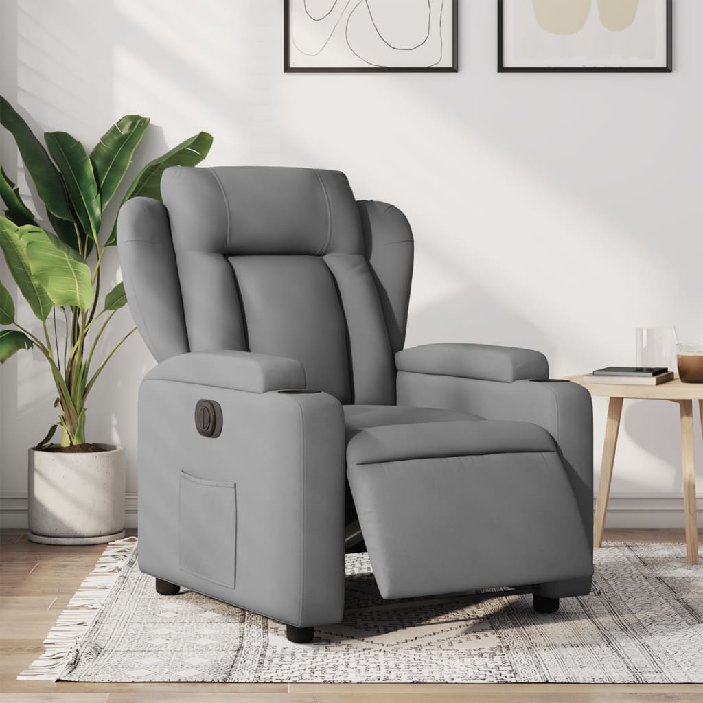 Fauteuil elektrisch verstelbaar stof lichtgrijs