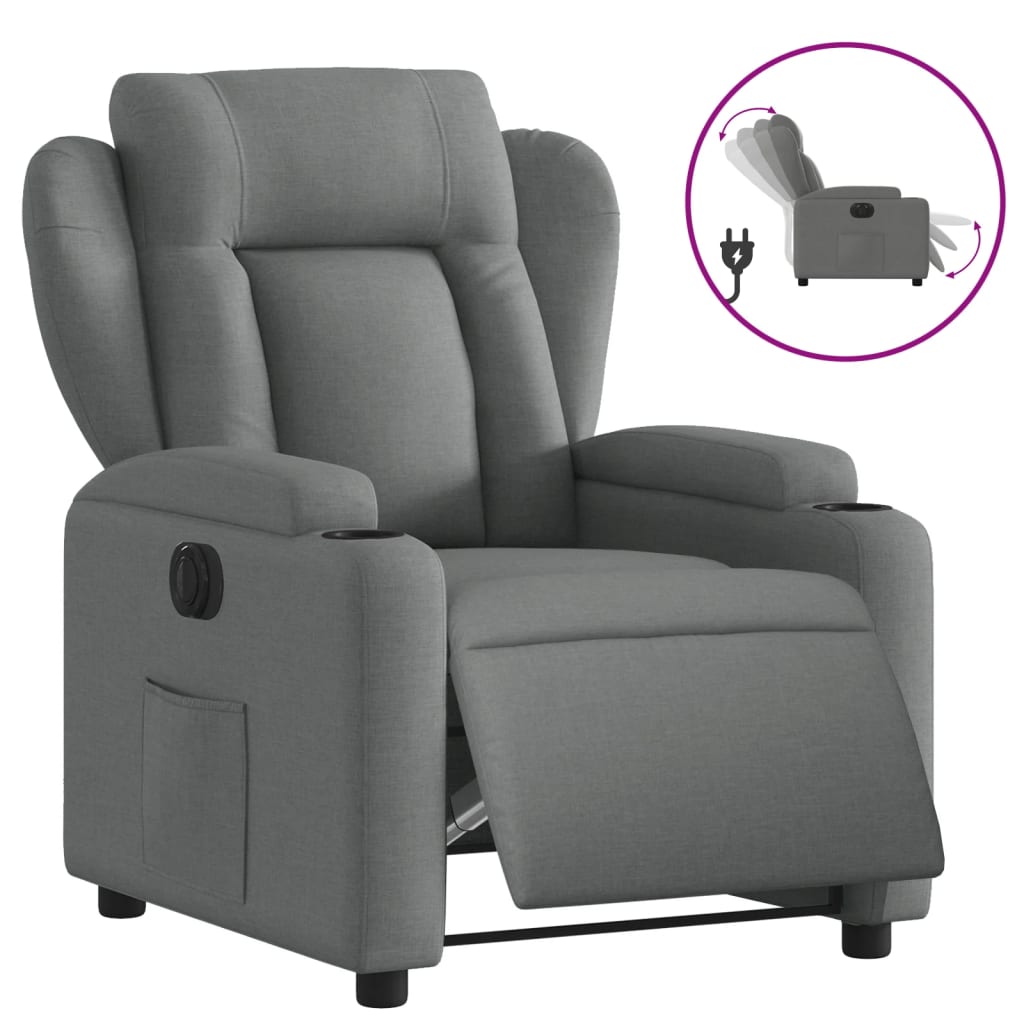 Fauteuil elektrisch verstelbaar stof donkergrijs