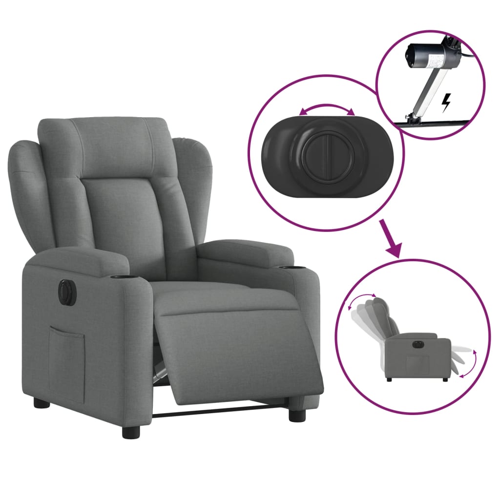 Fauteuil elektrisch verstelbaar stof donkergrijs