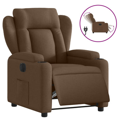 Fauteuil verstelbaar elektrisch stof bruin