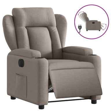 Fauteuil verstelbaar elektrisch stof taupe