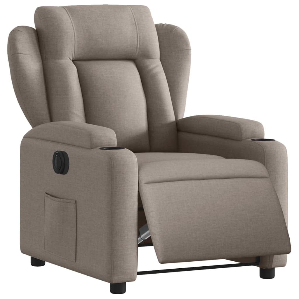 Fauteuil verstelbaar elektrisch stof taupe