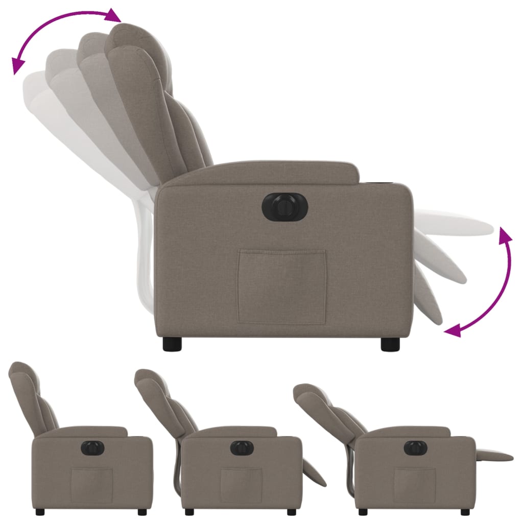 Fauteuil verstelbaar elektrisch stof taupe