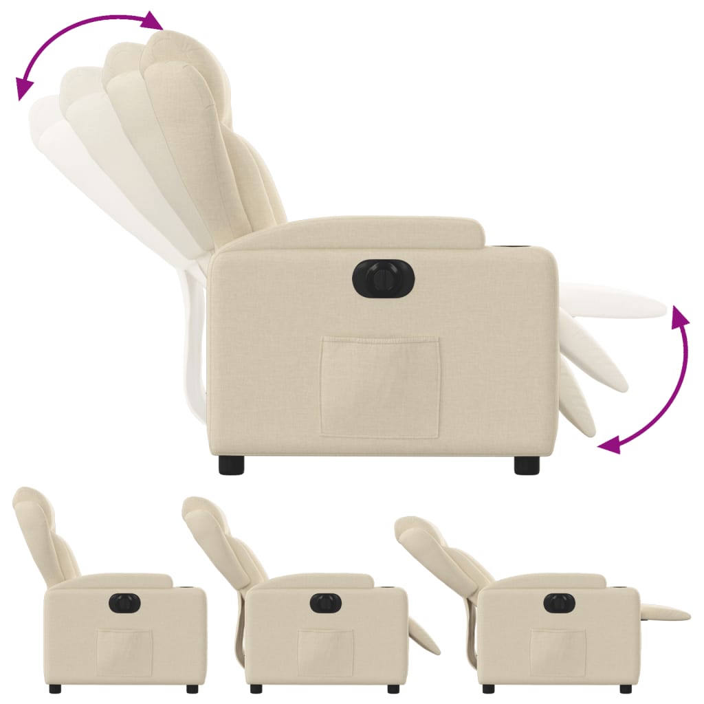 Fauteuil verstelbaar elektrisch stof crèmekleurig