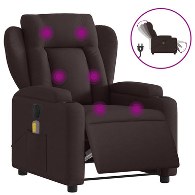 Massagestoel elektrisch verstelbaar stof donkerbruin