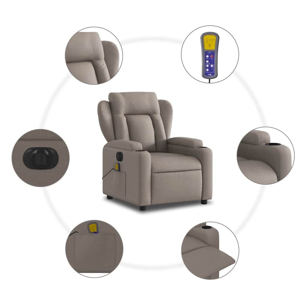 Massagestoel elektrisch verstelbaar stof taupe