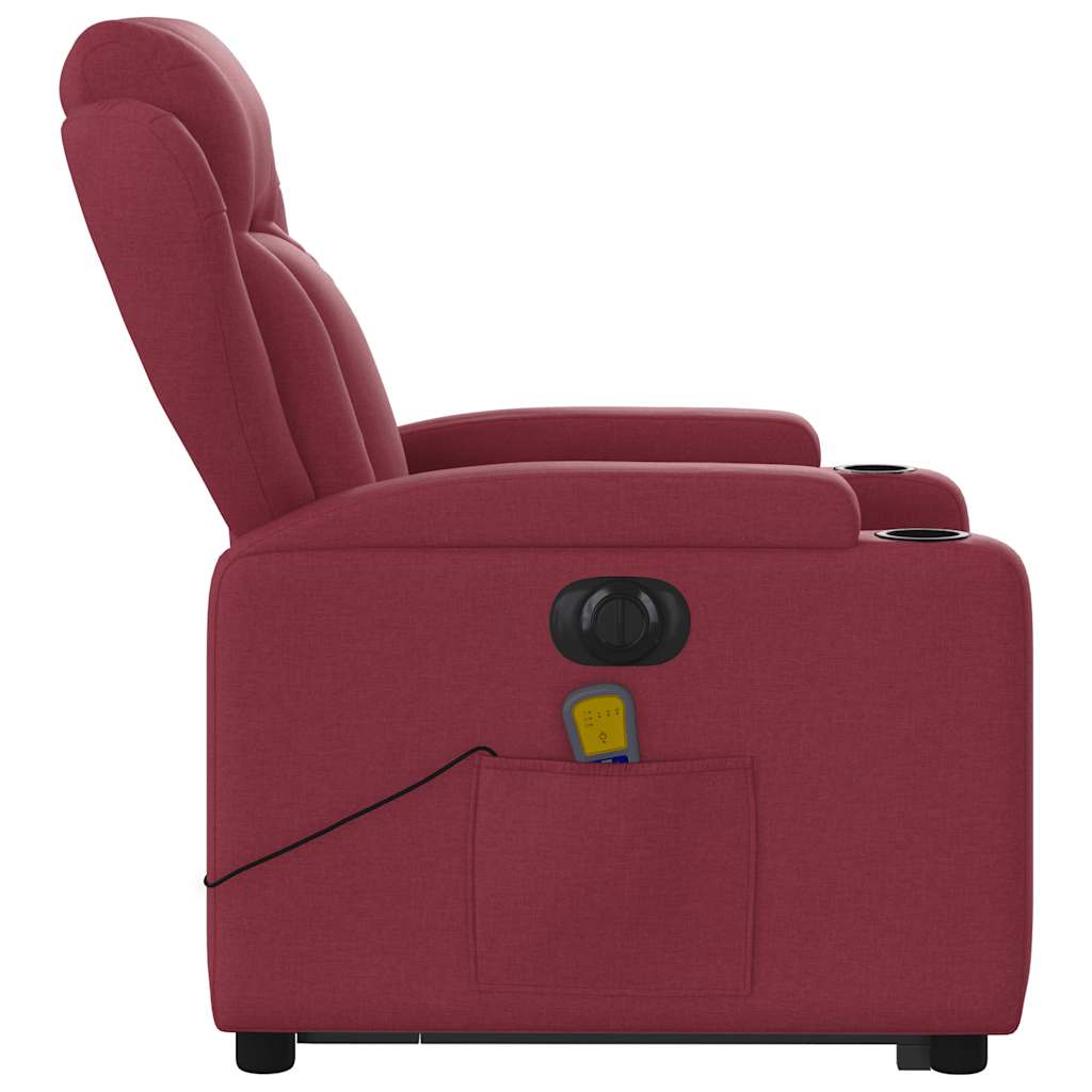 Sta-op-massagestoel elektrisch verstelbaar stof wijnrood