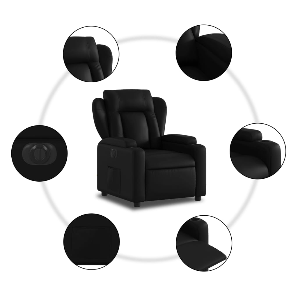Fauteuil elektrisch verstelbaar kunstleer zwart