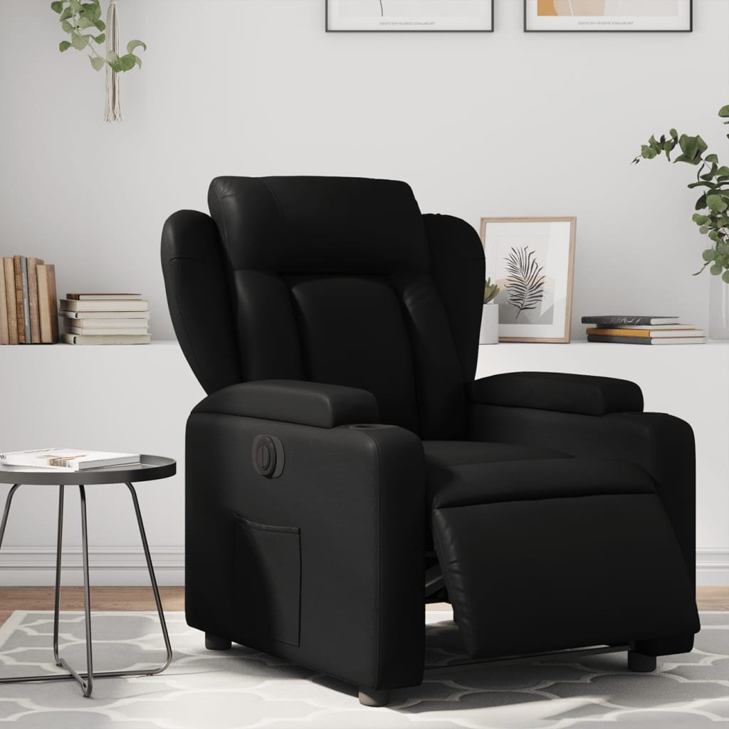 Fauteuil elektrisch verstelbaar kunstleer zwart