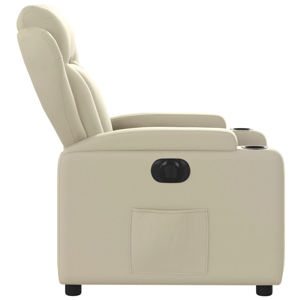 Fauteuil elektrisch verstelbaar kunstleer crèmekleurig