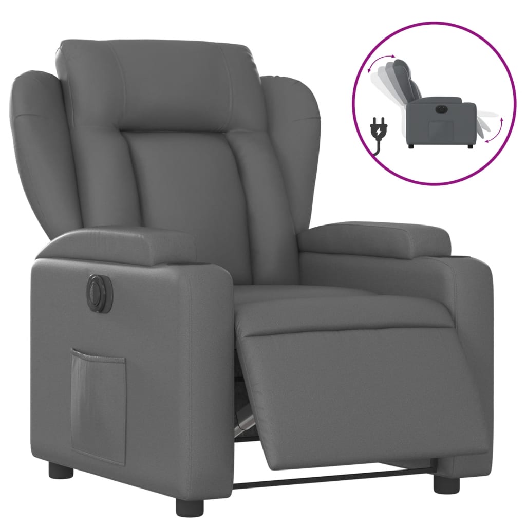 Fauteuil verstelbaar elektrisch kunstleer grijs