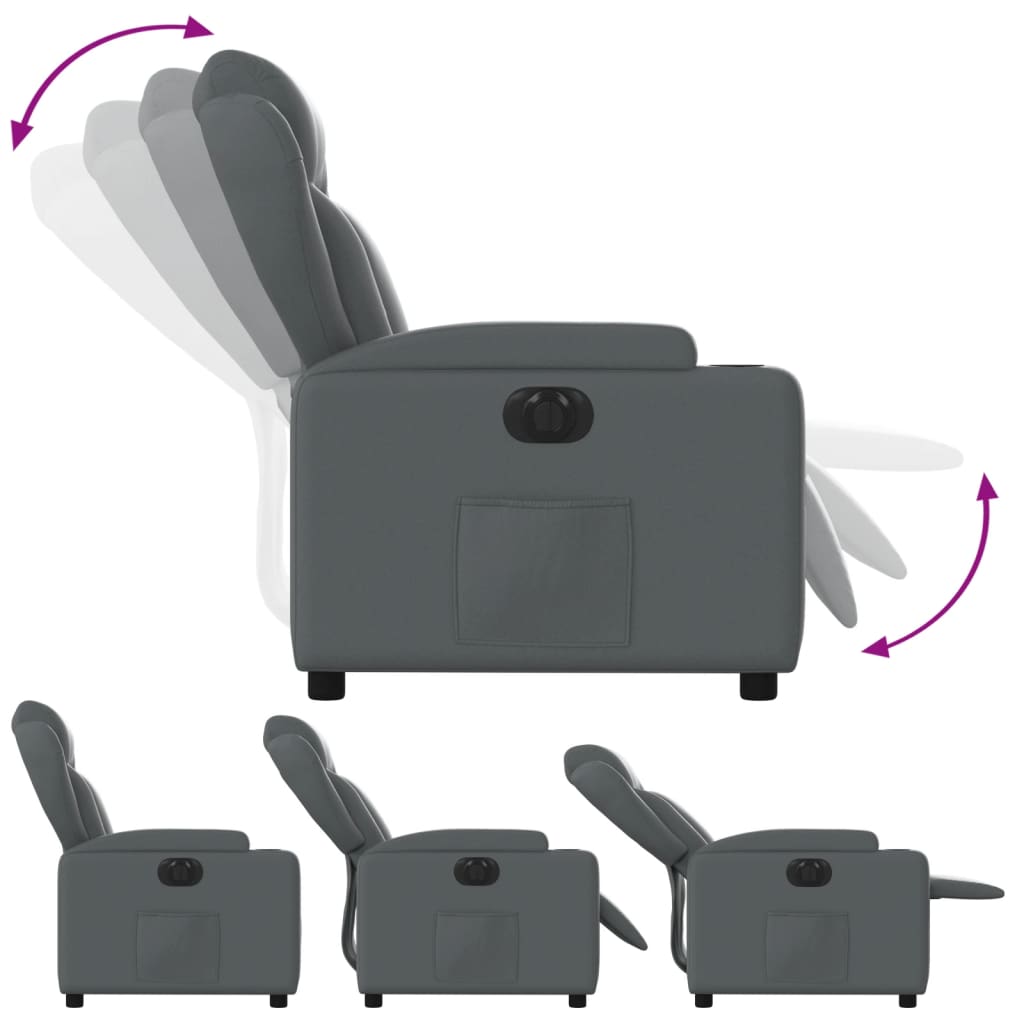Fauteuil verstelbaar elektrisch kunstleer grijs